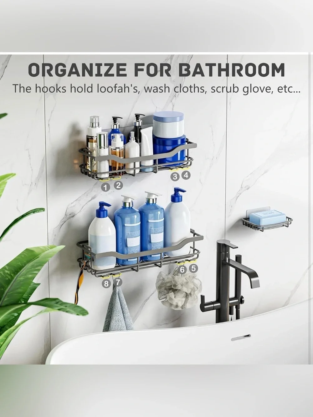 3-Pack Shower Caddy with Soap Holder